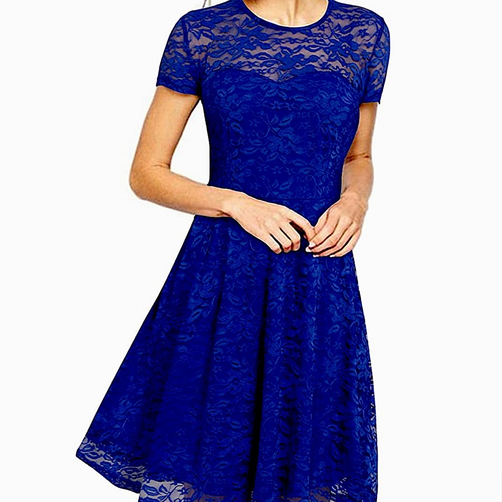 ZANZEA Floral Lace A-Line Skater Dress